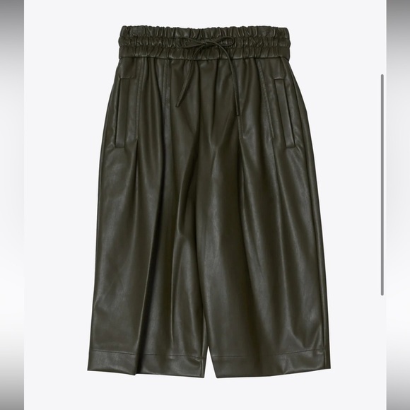 3.1 Phillip Lim Pants - Phillip Lim Vegan Leather Culottes in Dark Olive Size 6